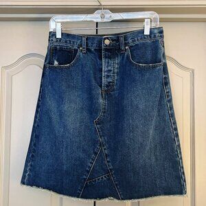 JAK & RAE Yelena Denim Mini Skirt Raw Hem A-Line Festival Y2K Size 28